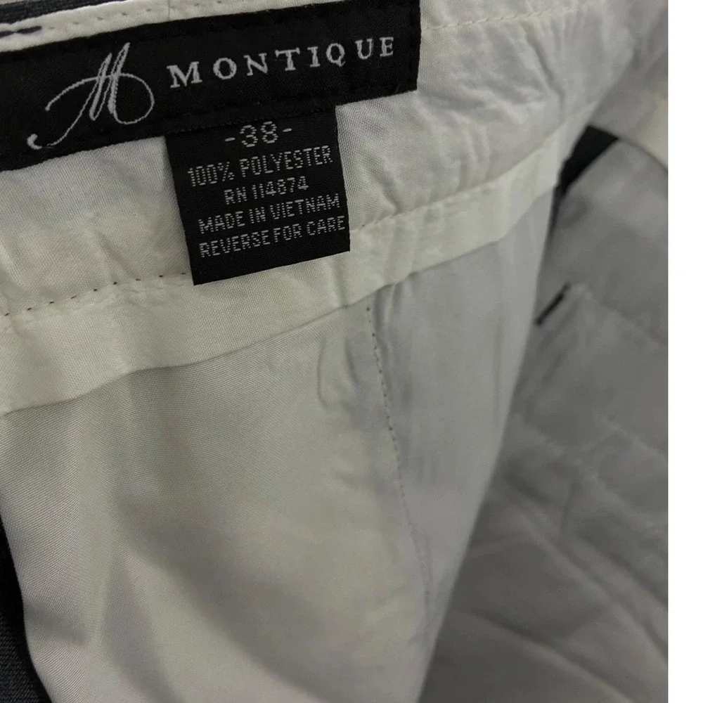 Montique Dress Pants Mens 38 Gray Pleated Front Straight Leg Formal Style New